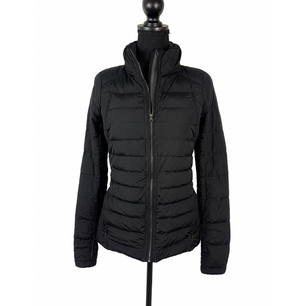 Lululemon Fluffed Up Jacket Women's 6 Black Zip Up Goose Down Reflective Running